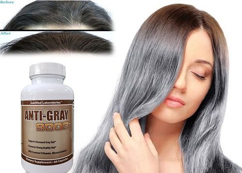 Viên uống trị tóc bạc sớm Super Anti Gray Hair điều trị chứng bạc tóc, cho mái tóc đen bóng chắc khỏe